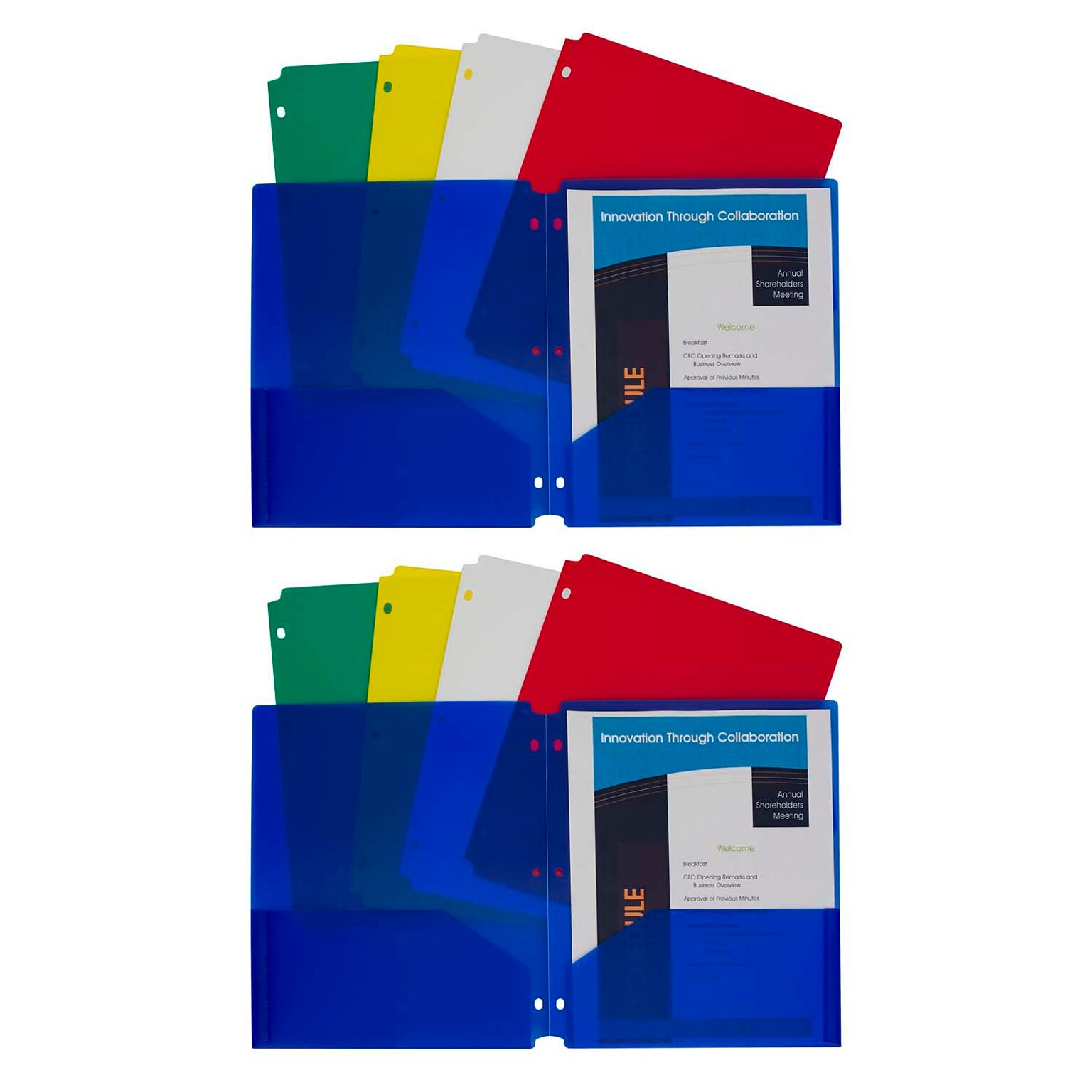 C-Line® Heavyweight, 3-Hole Punched, 2-Pocket Portfolio, Assorted Colors, 10 Per Pack, 2 Packs (CLI32930-2)