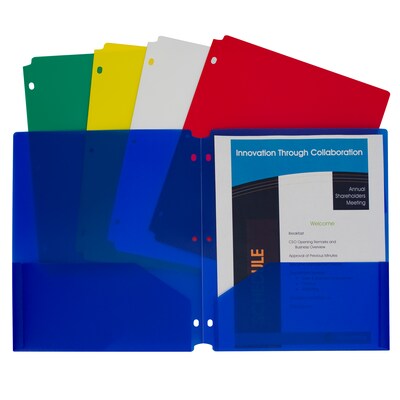 C-Line® Heavyweight, 3-Hole Punched, 2-Pocket Portfolio, Assorted Colors, 10 Per Pack, 2 Packs (CLI32930-2)