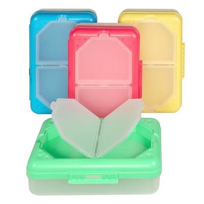 C-Line Plastic 3 Compartment Storage Box, 7.90" × 4.90" × 2.50", Assorted Colors (no color choice), Pack of 3 (CLI48500-3)