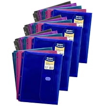 C-Line Polypropylene Side Loading Binder Pocket, 3-Hole, Assorted Colors, 18/Bundle (CLI58730-18)