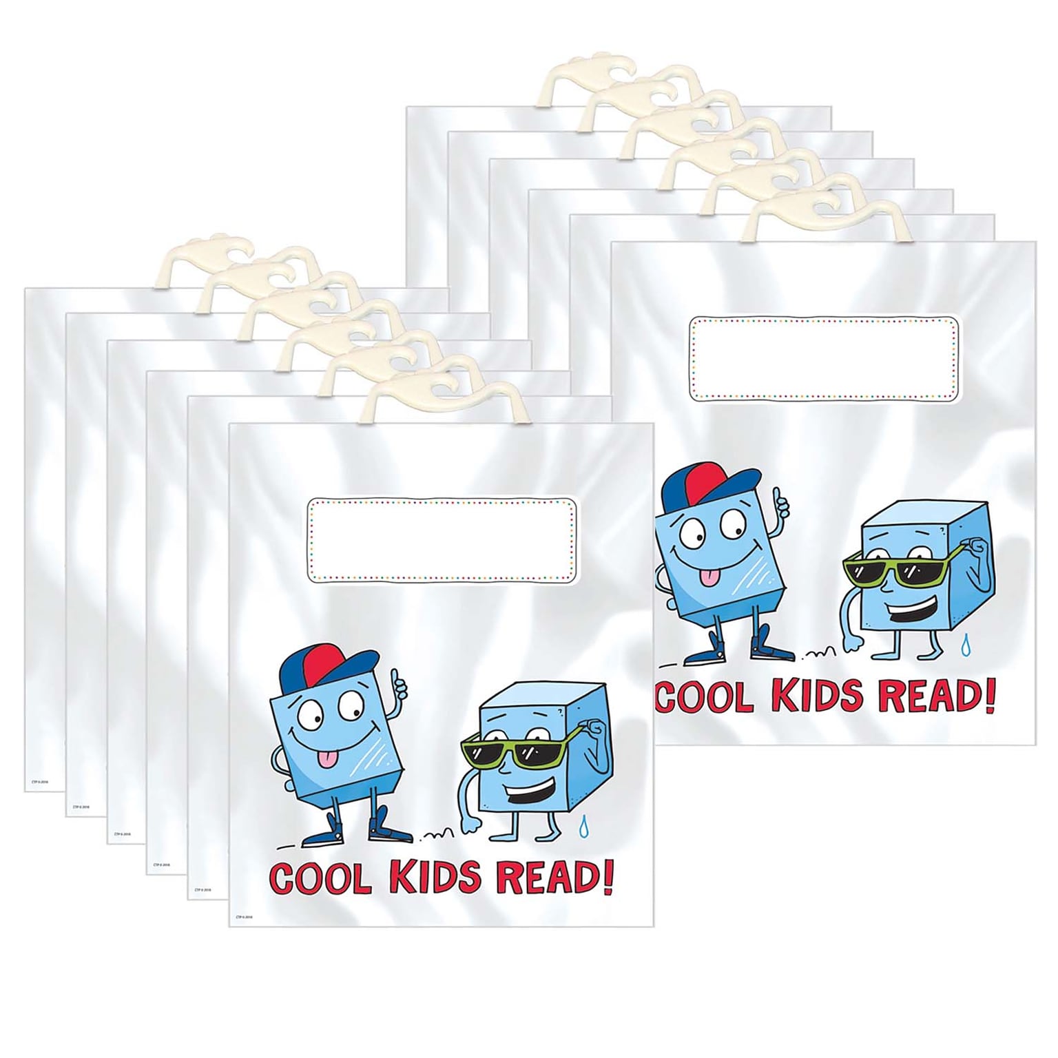 Creative Teaching Press® Plastic Cool Kids Read Book Buddy Bag, 10.5 x 12.5, Multicolored, 6 Per Packs, 2 Packs (CTP8539-2)