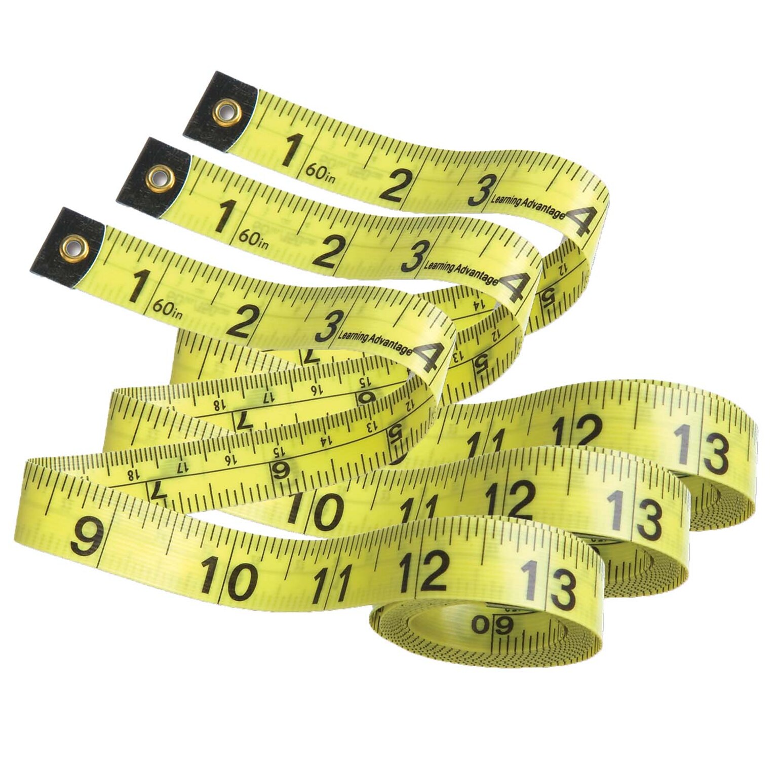 Learning Advantage 60 Vinyl Tape Measure, Yellow, 3/Bundle (CTU7614-3)