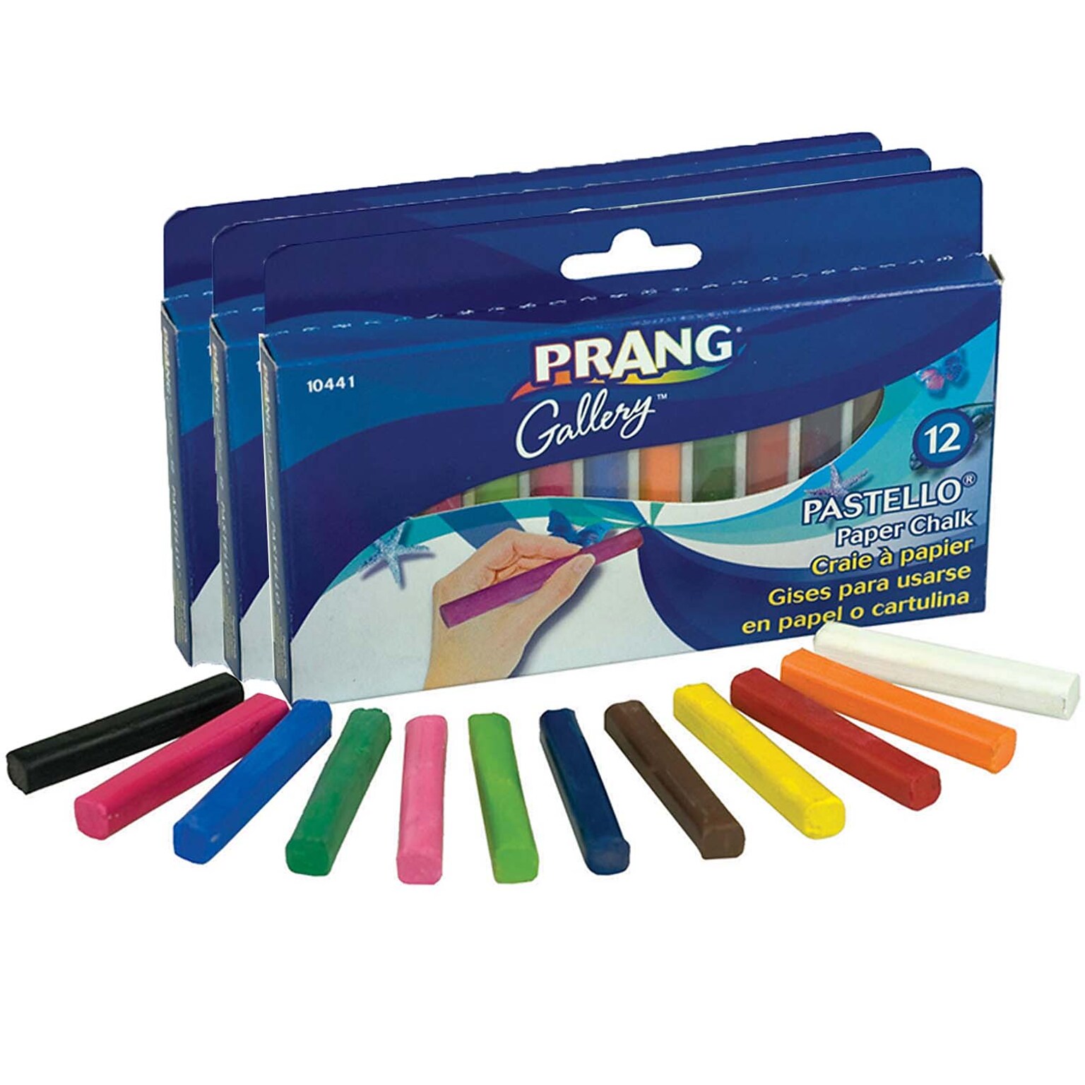 Prang Pastello Chalk Pastel, Assorted Colors, 12 Per Pack, 3 Packs (DIX10441-3)