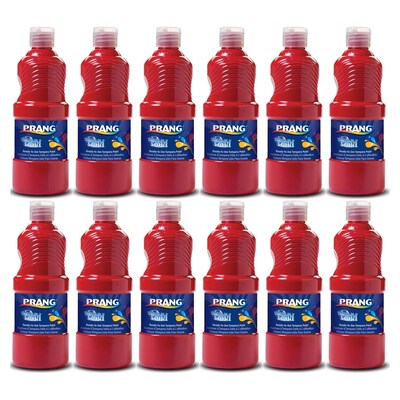 Prang Washable Tempera Paint, Red, 16 oz, Pack of 6 (DIX10701-6)