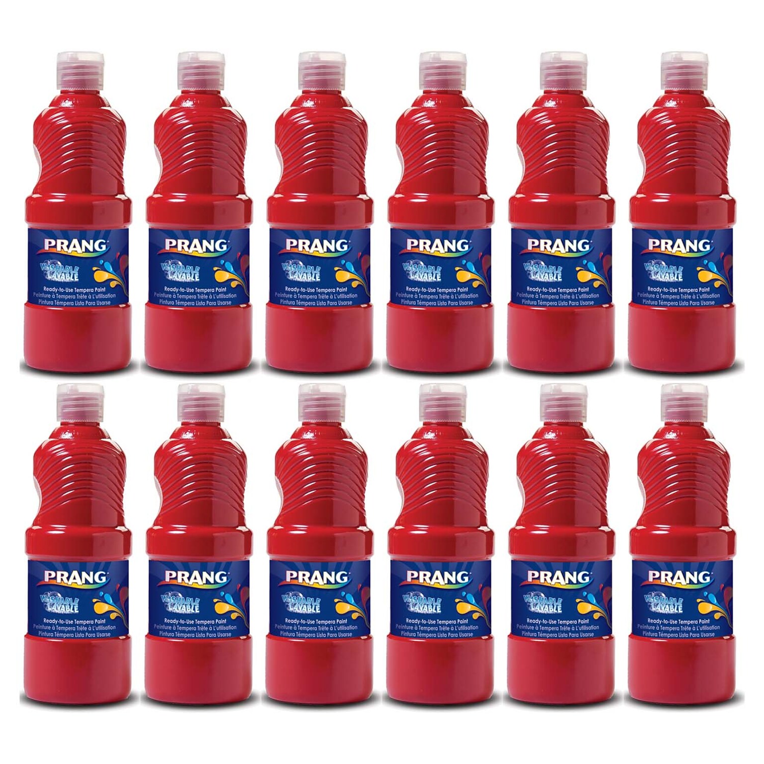 Prang Washable Tempera Paint, Red, 16 oz, Pack of 6 (DIX10701-6)