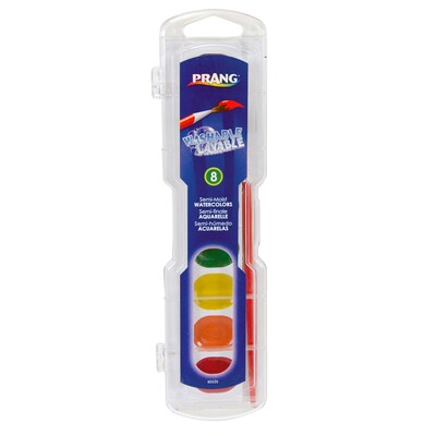 Prang Semi-Moist Washable Watercolor Set with Brush, 8 Colors Per Set, 6 Sets (DIX80525-6)