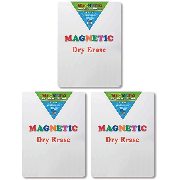 Flipside Products Magnetic Plastic Mobile Dry-Erase Whiteboard, 9 x 12, Pack of 3 (FLP10025-3)