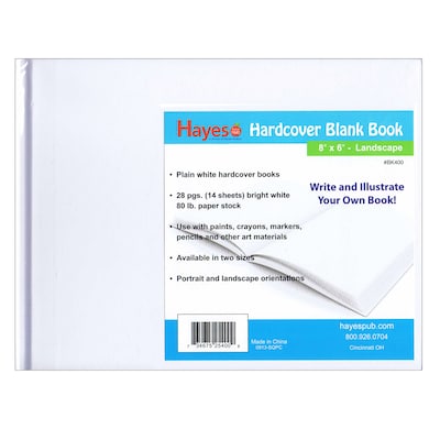 Hayes Publishing 8" x 6" All-Purpose Hardcover Blank Book, Landscape, 28 Sheets, 12 Pack (H-BK400-12)