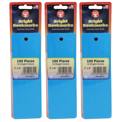 Hygloss Mighty Bright Bookmarks, 100 Assorted Colors Per Pack, 3 Packs (HYG42610-3)