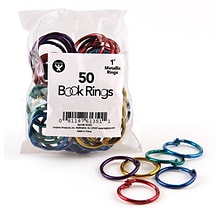 Hygloss Book Rings, 1 Capacity, Assorted Metallics, 50/Pack, 2 Packs (HYG61351-2)