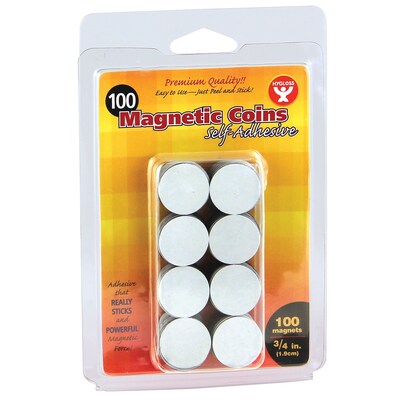 Hygloss Self-Adhesive Magnetic Coins, 3/4, Black, 100 Per Pack, 6 Packs (HYG61400-6)