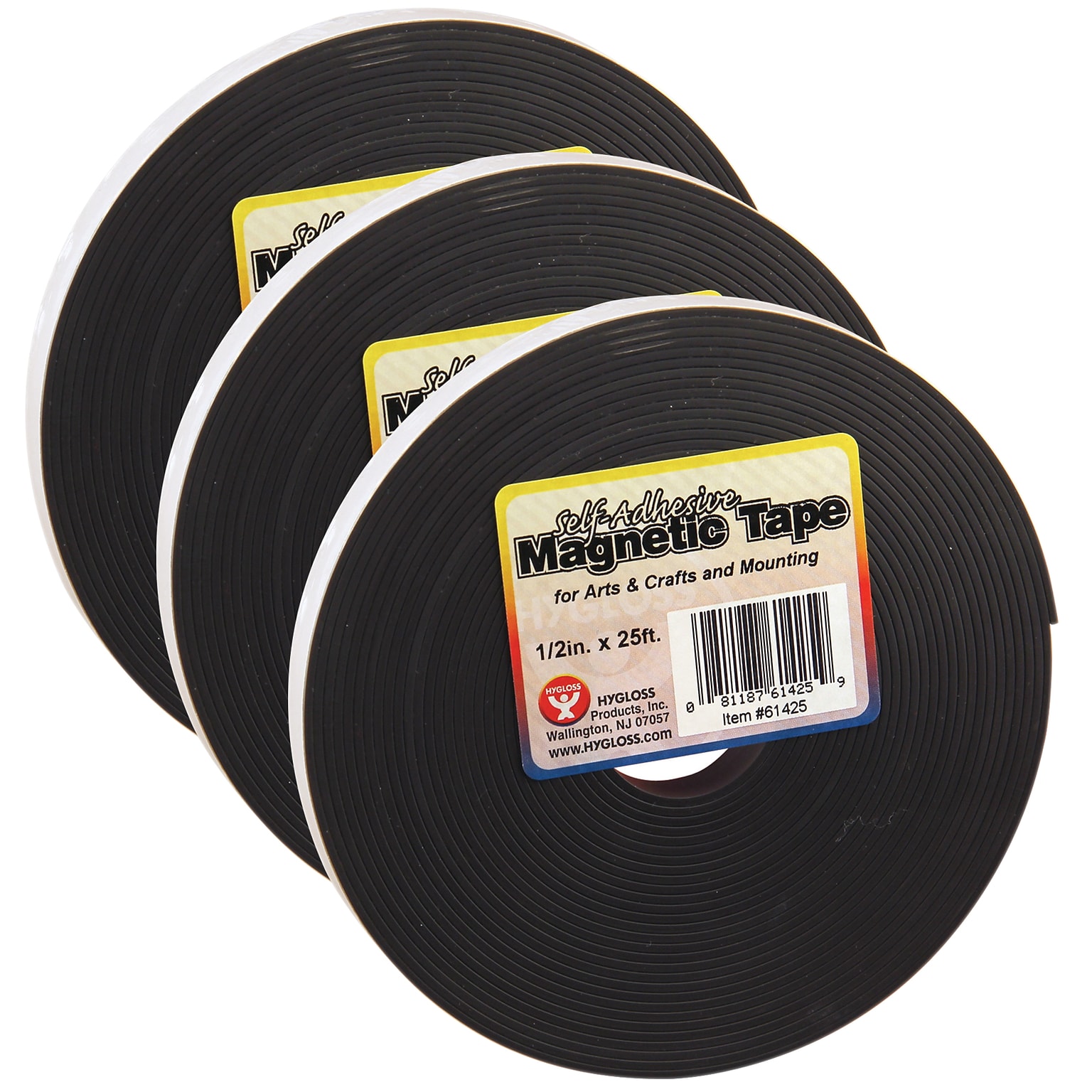 Hygloss® Magnetic Strips, 1/2 x 8.33 yds., Black, Pack of 3 (HYG61425-3)
