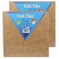 Flipside Natural Cork Tiles, 12" x 12", 4 Per Pack, 2 Packs (FLP10058-2)