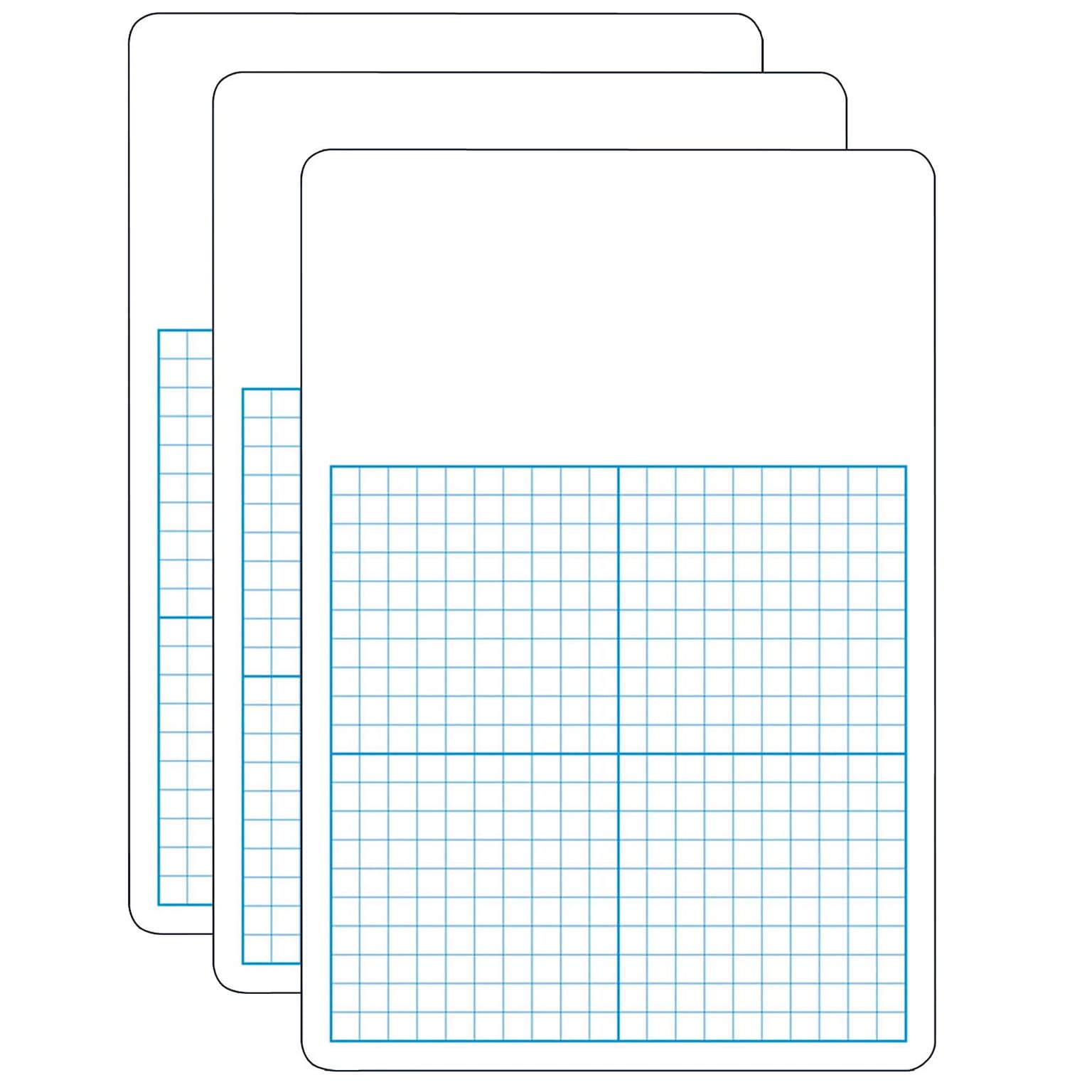 Flipside Products 1/2 Graph w/Work Space Melamine Dry-Erase Whiteboard, 11 x 16, Pack of 3 (FLP11162-3)