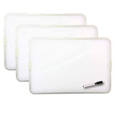 Flipside Products 2-Sided Magnetic Plastic Dry-Erase Whiteboard, Aluminum Framed, 9 x 12, Pack of