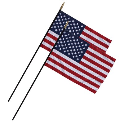 FlagZone Heritage 24 x 36, United States Classroom Flag w/7/16 x 48 Staff, Polyester Blend, Pack