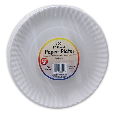 Hygloss® Paper Plates, White, 100 Per Pack, 6 Packs (HYG69109-6)