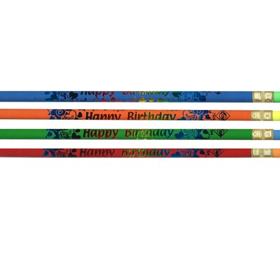 Moon Products Happy Birthday Pencils, 12 Per Pack, 12 Packs (JRM7904B-12)