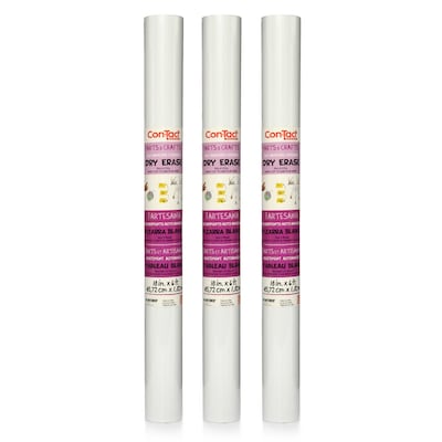 Con-Tact® Dry Erase Adhesive Roll, 18 x 6, White, 3 Rolls (KIT06FC904206-3)