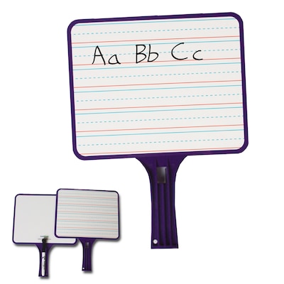 KleenSlate Rectangular Paddles w/Markers Plastic Mobile Dry-Erase Whiteboard, 9.5 x 7.5, Pack of 4 (KLS5101-2)