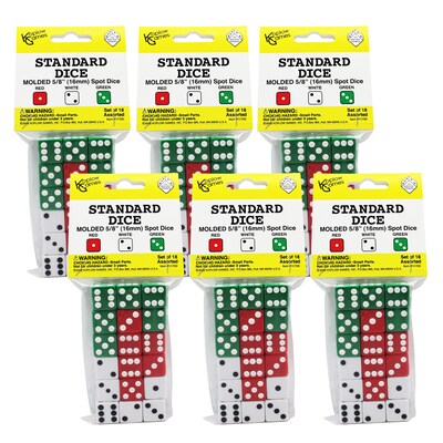 Koplow Games Dot Dice Set, 18 Per Pack, 6 Packs (KOP11700-6)