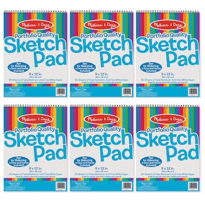 Melissa & Doug Portfolio Quality Sketch Pad, 9 x 12, White, Pack of 6 (LCI4194-6)