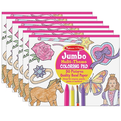 Melissa & Doug Jumbo Multi-Theme Coloring Pad, 11 x 14, Pink, Pack of 6 (LCI4225-6)