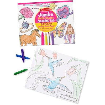 Melissa & Doug Jumbo Multi-Theme Coloring Pad, 11 x 14, Pink, Pack of 6 (LCI4225-6)