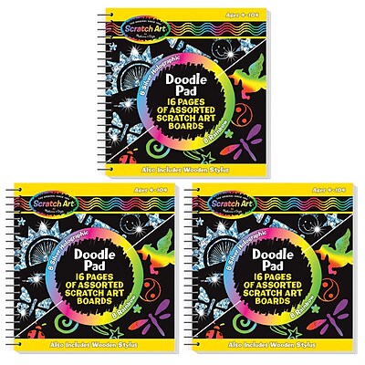 Melissa & Doug Scratch Art Doodle Pad, 5.5 x 5.5 , Multicolor, Pack of 3 (LCI5947-3)