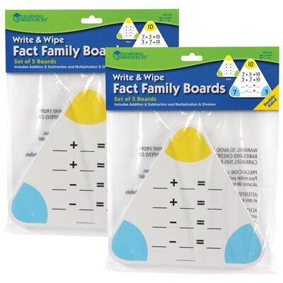 Learning Resources Write & Wipe Fact Family Boards Plastic Mobile Dry-Erase Whiteboard, 10", Pack of 10 (LER3799-2)