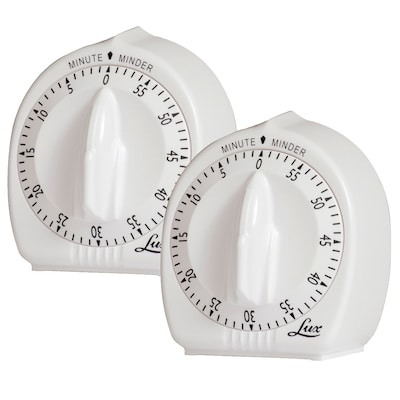 Lux 1-Minute Classic Mechanical Timer, White, 2 Pack (LUXCP242859-2)