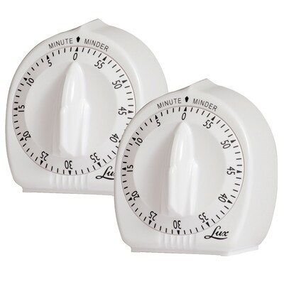 Lux 1-Minute Classic Mechanical Timer, White, 2 Pack (LUXCP242859-2)