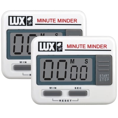UPC 194629061235 product image for Lux 100-Minute Electronic Minute Minder Timer, White, 2 Pack (LUXCU100-2) | Quil | upcitemdb.com