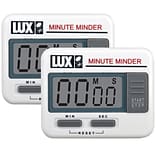 Lux 100-Minute Electronic Minute Minder Timer, White, 2 Pack (LUXCU100-2)