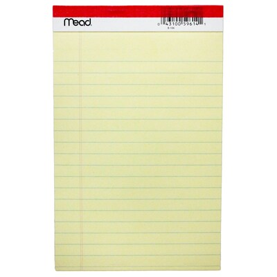 Mead Junior Legal Pad, 5 x 8, 50 Sheets/Pad, 12 Pads (MEA59614-12)