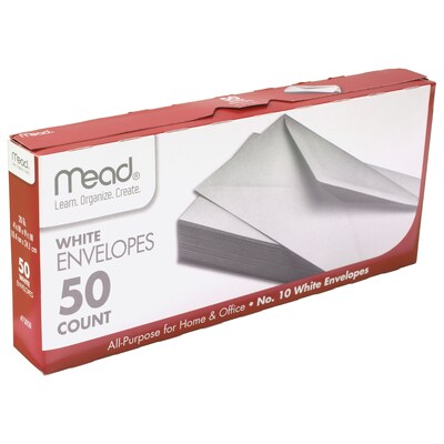 Mead® Gummed, Number 10, Business, 4.13" x 9.5", White, 50/Box, 12 Boxes (MEA75050-12)