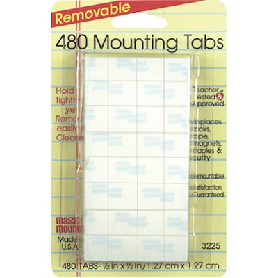 Magic Mounts Removable Tabs, 0.5" x 0.5", 480 Per Pack, 3 Packs (MIL3225-3)