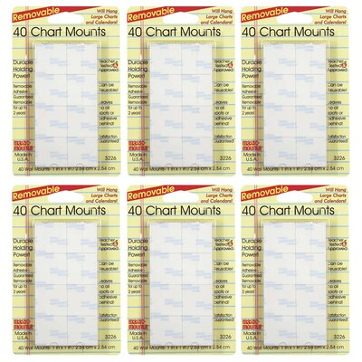 Magic Mounts Chart Mounts, 1 x 1, 40/Pack, 6 Packs (MIL3226-6)