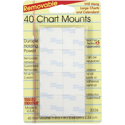 Magic Mounts Chart Mounts, 1" x 1", 40/Pack, 6 Packs (MIL3226-6)