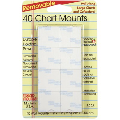 Magic Mounts Chart Mounts, 1" x 1", 40/Pack, 6 Packs (MIL3226-6)