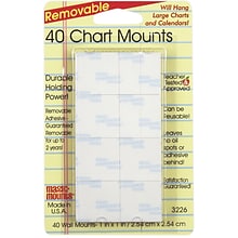 Magic Mounts Chart Mounts, 1 x 1, 40/Pack, 6 Packs (MIL3226-6)