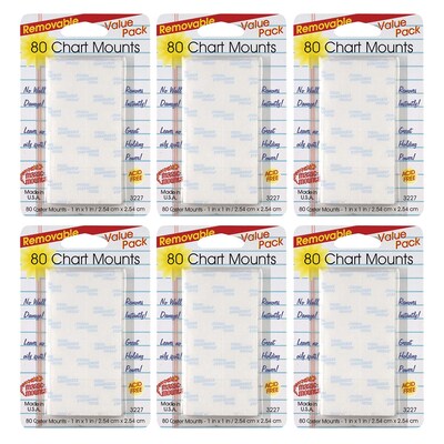 Magic Mounts Removable Chart Tabs, 1 x 1, 80/Pack, 3 Packs (MIL3227-3)