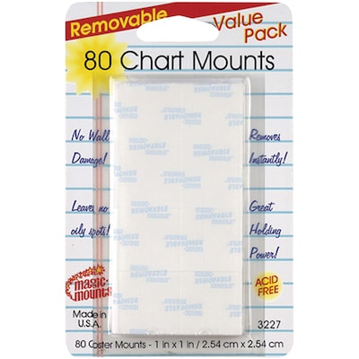 Magic Mounts Removable Chart Tabs, 1" x 1", 80/Pack, 3 Packs (MIL3227-3)