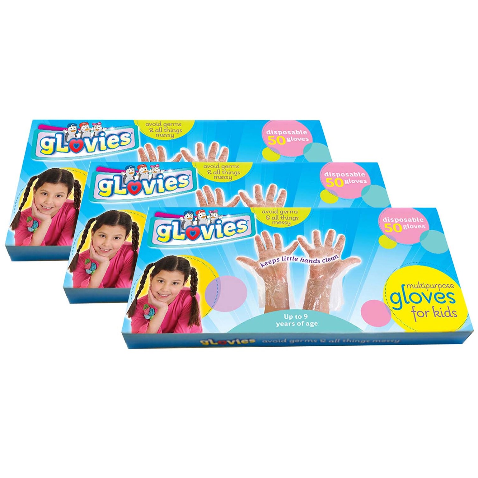 gLovies Multipurpose Disposable Gloves, 50/Box, 3 Boxes (MKBLX002B50-3)
