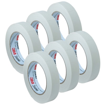 3M 1 in x 60 yds., Masking Tape, White, 6 Rolls (MMM260024A-6)