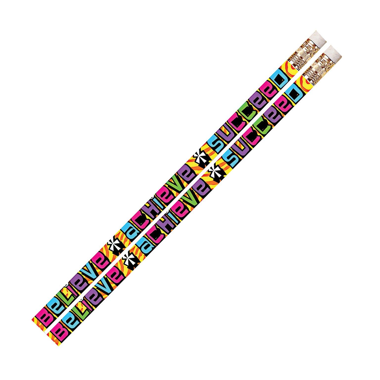 Musgrave Pencil Company Believe Achieve Succeed Motivational Pencils, 12 Per Pack, 12 Packs (MUS2279D-12)