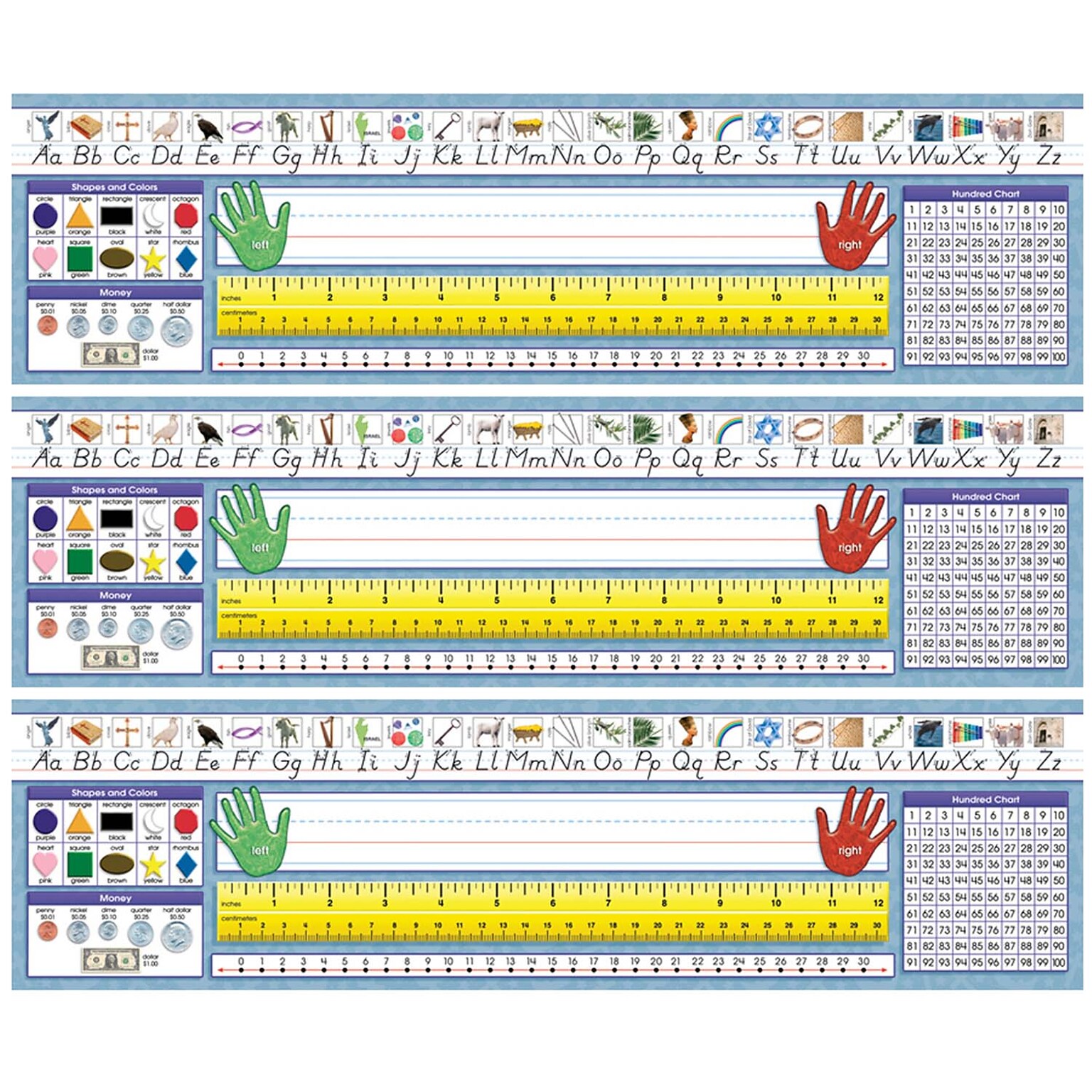 North Star Teacher Resources Traditional Manuscript Primary Desk Plates, 19 x 5, 36 Per Pack, 3 Packs (NST9003-3)