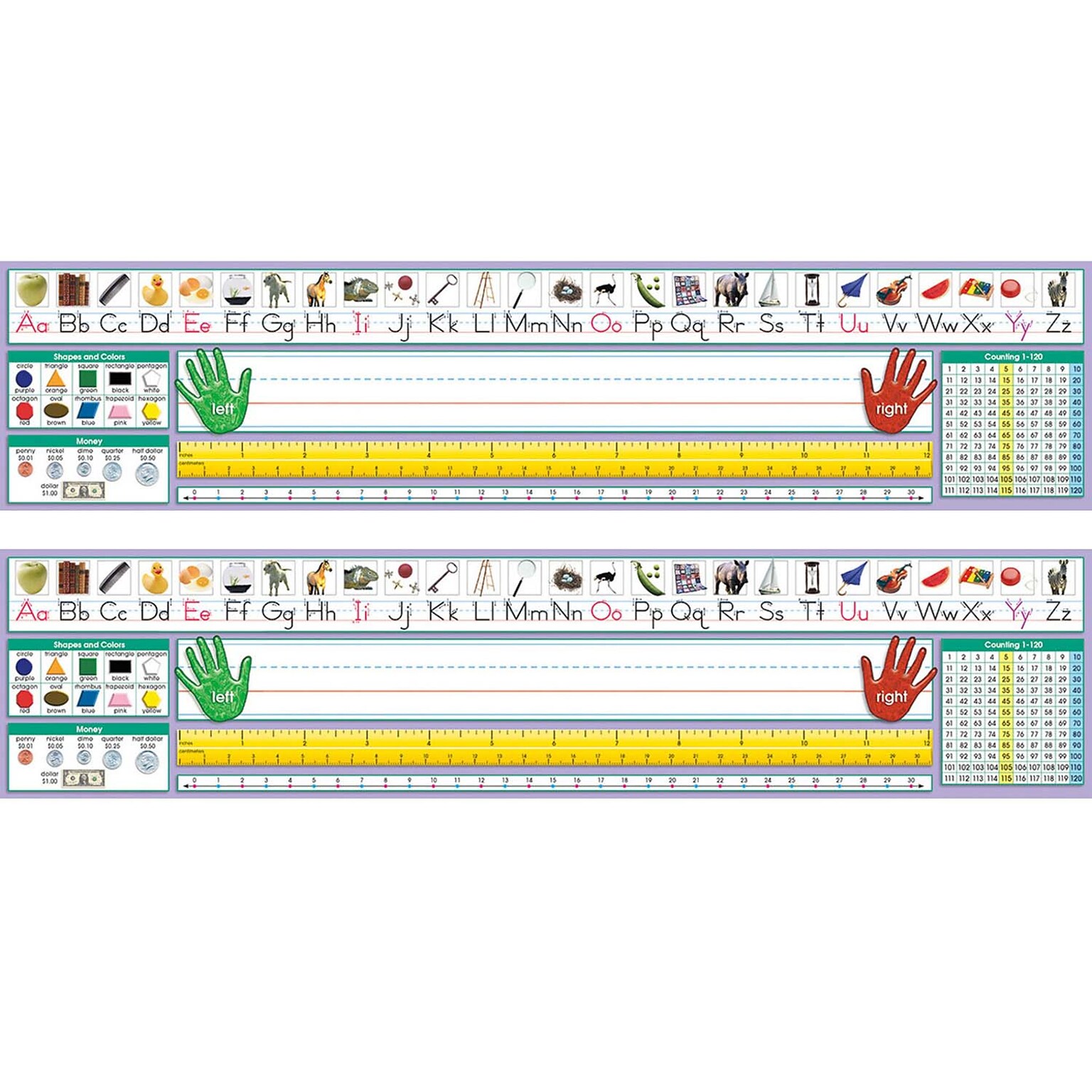 North Star Teacher Resources Adhesive Primary Traditional Manuscript Desk Plates, 17.5 x 4, 36 Per Pack, 2 Packs (NST9040-2)