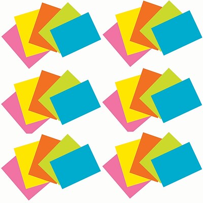 Pacon® 4 x 6 Index Cards, Unruled, Bright Assorted Colors, 100 Cards Per Pack, 6 Packs (PAC1721-6)