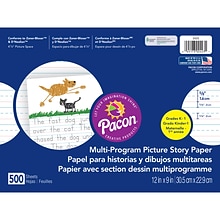 Pacon® Multi-Program Picture Story Paper, 12 x 9, Handwriting Paper, White, 500 Sheets Per Pack, 2